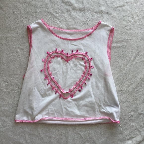 Shein cutout heart with safety pins top - Picture 1 of 5